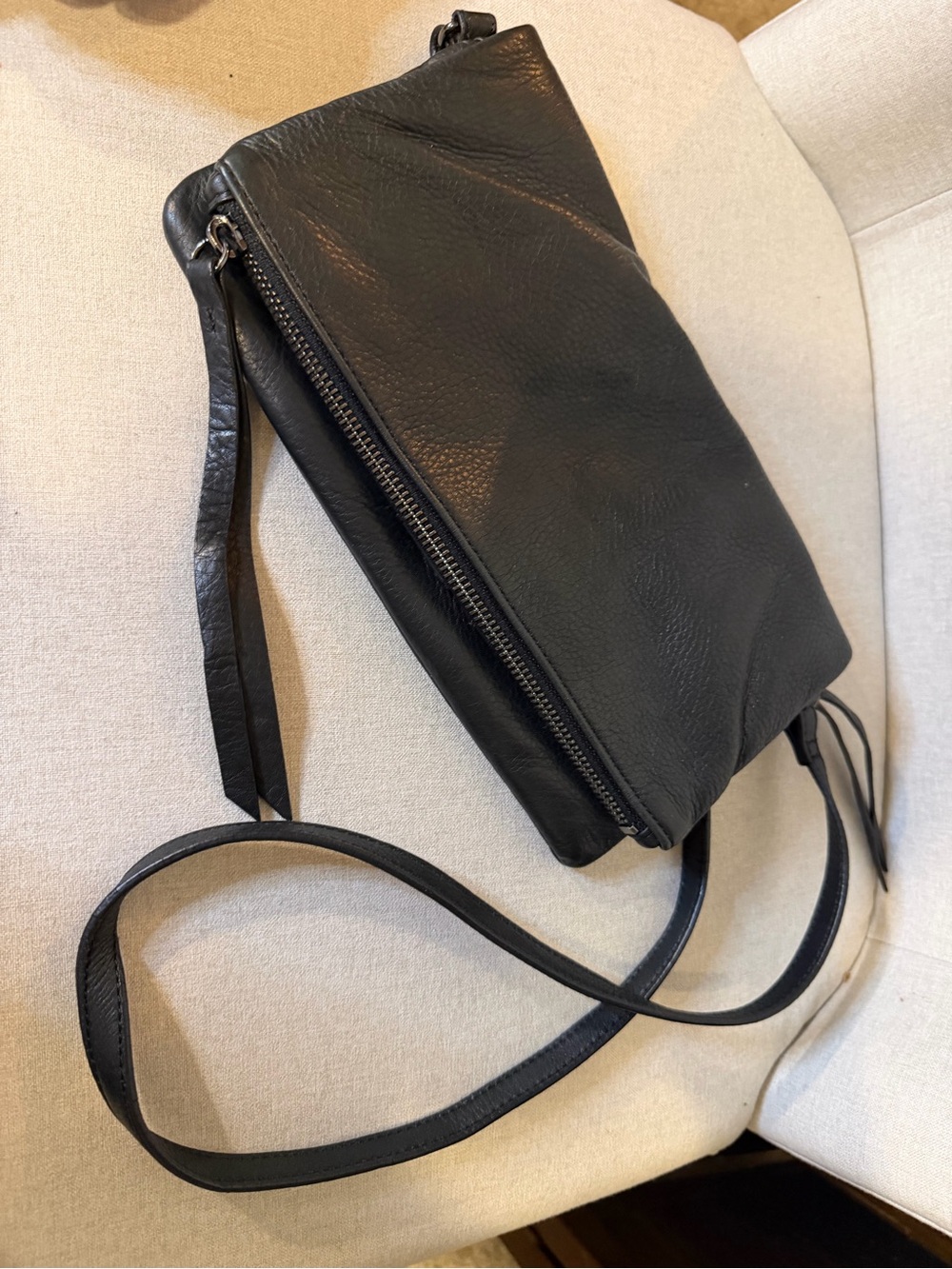 margot Black Leather Crossbody Bag